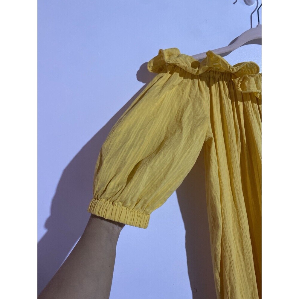 Anthropologie Dress S Yellow Maxi Beachy Ruffle Tiered Off Shoulder Gauze Boho - Picture 5 of 14